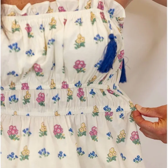 Entro Floral Smock Tank Top with Tassel Tie Straps and Elastic Waist NWOT Size M - Picture 5 of 9